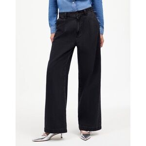 Madewell Harlow Wide Leg Jeans Black Denim Size 27 Hollenbeck wash